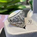 Natural Ethiopian White Opal Ring, Hand Engraved Sterling Silver 925, Artisan Statement Gift