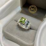 Natural Peridot Ring, Sterling Silver 925, Simple Elegant Unisex August Birthstone Gift