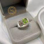 Natural Peridot Ring, Sterling Silver 925, Simple Elegant Unisex August Birthstone Gift