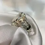 Opal Ring - Natural White Opal Sterling Silver 925 Handmade Hand Engraved Ring - October's Birthstone - Gift For Him