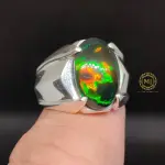 Natural Black Opal Ring , Natural Ethiopian Black Opal Sterling Silver 925 Handmade Ring For Men