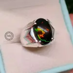 Natural Black Opal Ring , Natural Ethiopian Black Opal Sterling Silver 925 Handmade Ring For Men