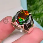Natural Black Opal Ring , Natural Ethiopian Black Opal Sterling Silver 925 Handmade Ring For Men