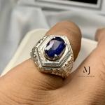 Sapphire Ring - Natural Blue Sapphire Sterling Silver 925 Handmade Hand engraved Ring - September's Birthstone