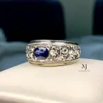 Blue Sapphire Ring - Natural Blue Sapphire Sterling Silver 925 Handmade Hand Engraved Ring - September's Birthstone