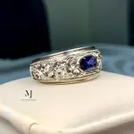 Blue Sapphire Ring - Natural Blue Sapphire Sterling Silver 925 Handmade Hand Engraved Ring - September's Birthstone