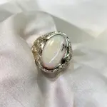Opal Ring - Natural White Opal Sterling Silver 925 Handmade Hand Engraved Ring - October's Birthstone - Gift For Him