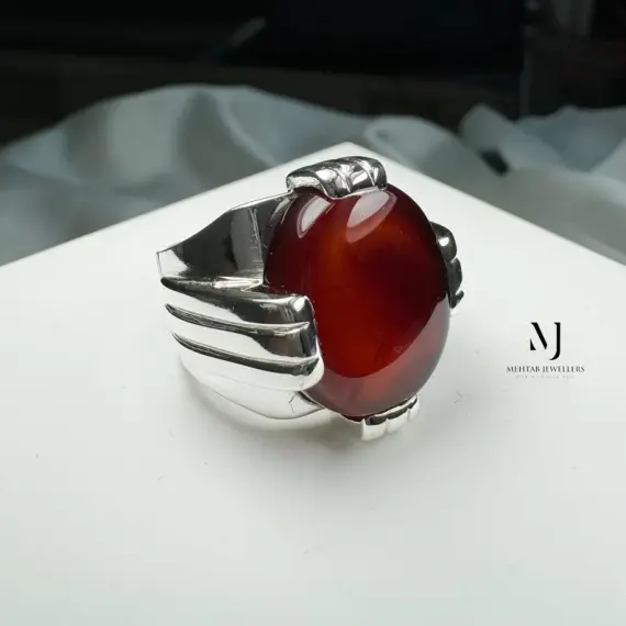 Agate Ring, Natural Agate Sterling Silver 925 Handmade Ring