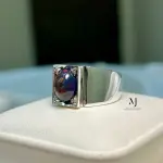 Black Opal Ring - Natural Black Opal Sterling Silver 925 Handmade Ring - October's Birthstone