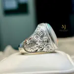 Opal Ring, Natural Ethiopian White Opal Sterling Silver 925 Handmade Hand Engraved Ring, October's Birthstone, Gift For Him