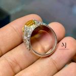 Natural Yellow Sapphire Ring – Handmade Sterling Silver 925 Jewelry with Hand-Engraved Design