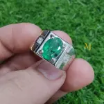 Natural Emerald Ring for Men – Handmade Sterling Silver 925 Jewelry, Bold Statement Ring