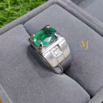 Natural Emerald Ring for Men – Handmade Sterling Silver 925 Jewelry, Bold Statement Ring