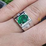 Natural Emerald Ring for Men – Handmade Sterling Silver 925 Jewelry, Bold Statement Ring