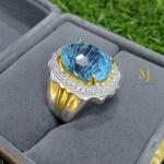 Natural Swiss Blue Topaz Ring • Fancy Cut Sterling Silver Jewelry • Handmade Statement Ring