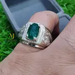 Natural Emerald Ring – Handmade & Hand-Engraved Sterling Silver Jewelry, Gemstone Statement Ring, May Birthstone Gift