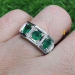 Natural Emerald Ring – Handmade Sterling Silver Jewelry for Men, May Birthstone Ring