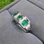Natural Emerald Ring – Handmade Sterling Silver Jewelry for Men, May Birthstone Ring