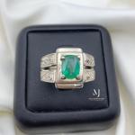 Natural Emerald Ring – Handmade Sterling Silver 925 Jewelry, Hand Engraved Artisan Design, Statement Ring