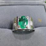 Natural Emerald Ring for Men – Handmade Sterling Silver 925 Jewelry, Bold Statement Ring
