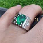 Natural Emerald Ring for Men – Handmade Sterling Silver 925 Jewelry, Bold Statement Ring