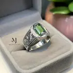 Natural Green Tourmaline Ring | Handmade 925 Sterling Silver Jewelry | Hand Engraved Statement Ring | October Birthstone