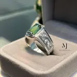 Natural Green Tourmaline Ring | Handmade 925 Sterling Silver Jewelry | Hand Engraved Statement Ring | October Birthstone