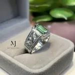 Natural Green Tourmaline Ring | Handmade 925 Sterling Silver Jewelry | Hand Engraved Statement Ring | October Birthstone