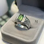 Natural Green Tourmaline Ring | Handmade 925 Sterling Silver Jewelry | Hand Engraved Statement Ring | October Birthstone