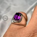 Natural Amethyst Ring, Handmade Sterling Silver 925, February Birthstone Gift