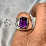 Natural Amethyst Ring, Handmade Sterling Silver 925, February Birthstone Gift