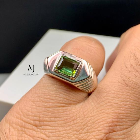 Natural Tourmaline Ring, Sterling Silver 925, Handmade October Birthstone Gift
