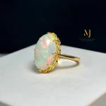 Natural Ethiopian Opal Ring - Natural Ethiopian Opal 18K Solid Gold Ring - 18K Gold Ring For Her - Opal Gold Ring - October's Birthstone