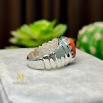 Natural Red Coral Sterling Silver 925 Handmade Ring
