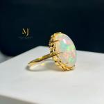 Natural Ethiopian Opal Ring - Natural Ethiopian Opal 18K Solid Gold Ring - 18K Gold Ring For Her - Opal Gold Ring - October's Birthstone