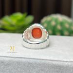 Natural Red Coral Sterling Silver 925 Handmade Ring