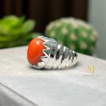 Natural Red Coral Sterling Silver 925 Handmade Ring