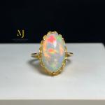 Natural Ethiopian Opal Ring - Natural Ethiopian Opal 18K Solid Gold Ring - 18K Gold Ring For Her - Opal Gold Ring - October's Birthstone