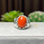 Natural Red Coral Sterling Silver 925 Handmade Ring