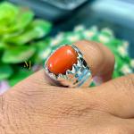 Natural Red Coral Sterling Silver 925 Handmade Ring