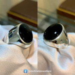 Jet Black Agate Solid Ring