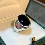 Jet Black Agate Solid Ring