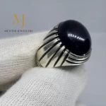 Jet Black Agate Ring
