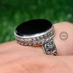 Natural Black Agate Ring