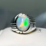 Natural Ethiopian Opal Sterling Silver 925 Handmade Ring For Men - October Gem