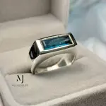 Blue Indicolite Tourmaline Ring - Sterling Silver Handmade Ring - Unisex Ring