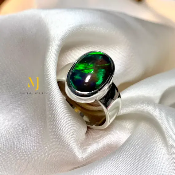 Natural Black Opal Sterling Silver 925 Handmade Ring, Octobers Birthstone, Gift.