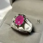 Natural Ruby Men’s Ring Sterling Silver 925 Handmade Oval Cut Red Ruby Jewelry