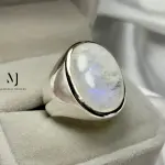 Natural Moonstone Ring Sterling Silver 925 Handmade Statement Jewelry for Men