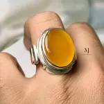 Agate Ring - Natural Yellow Agate Sterling Silver Handmade Ring - Ring For Men